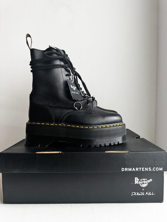 Doc Martens X Dolls Kill Black Leather Boots 9 - Picture 5 of 11